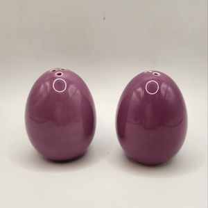 Purple Egg Shaped Salt & Pepper Shaker Set Easter